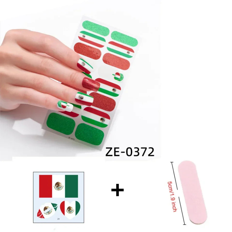 3-Piece Flag Nail Sticker & Foil Art Accessories Set Peaceful Pleasures Health and Wellness Mexico 3pcs