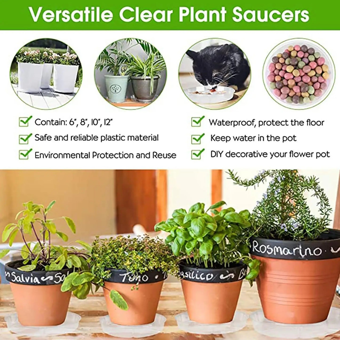 Plant Drainage Saucer Small Clear Planter Dish 5X Indoor and Outdoor Plant Saucer Pot Trays Plants Flower Pot Plates for Peaceful Pleasures Health and Wellness