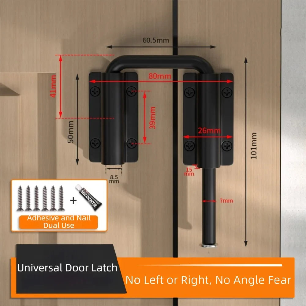 No-Drill Aluminum Door Latch Lock | 90/180° Anti-Theft Buckle