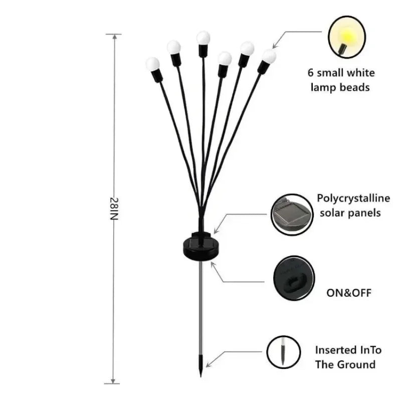 Solar Firefly Garden Lights – Waterproof 6/8/10 LED Swaying Heads