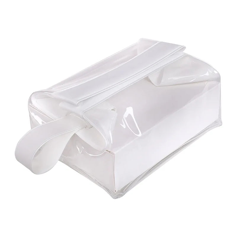 New Clear Toiletry Bags with Magnetic Closure Leak-proof Makeup Bag Large Capacity PVC Cosmetic Pouch for Women Men Traveling Peaceful Pleasures Health and Wellness White