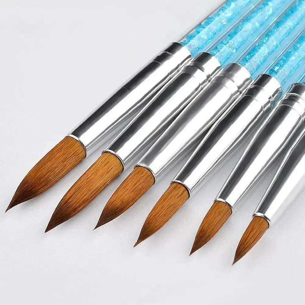 6Pcs/set Nail Art Brush, Acrylic UV Gel Glitter Drawing Painting Brushes Crystal Handle Nylon Hair Carving Flower Pens Nail Tool Peaceful Pleasures Health and Wellness