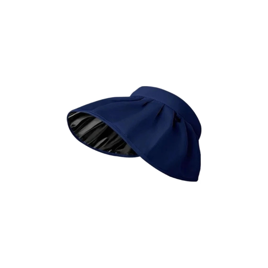 Stylish Summer Sun Hat Women Foldable Hair Hoop Hat Portable Outdoor Beach Soft Foldable Summer Sunshade Wide Brim Designer Hat Peaceful Pleasures Health and Wellness blue