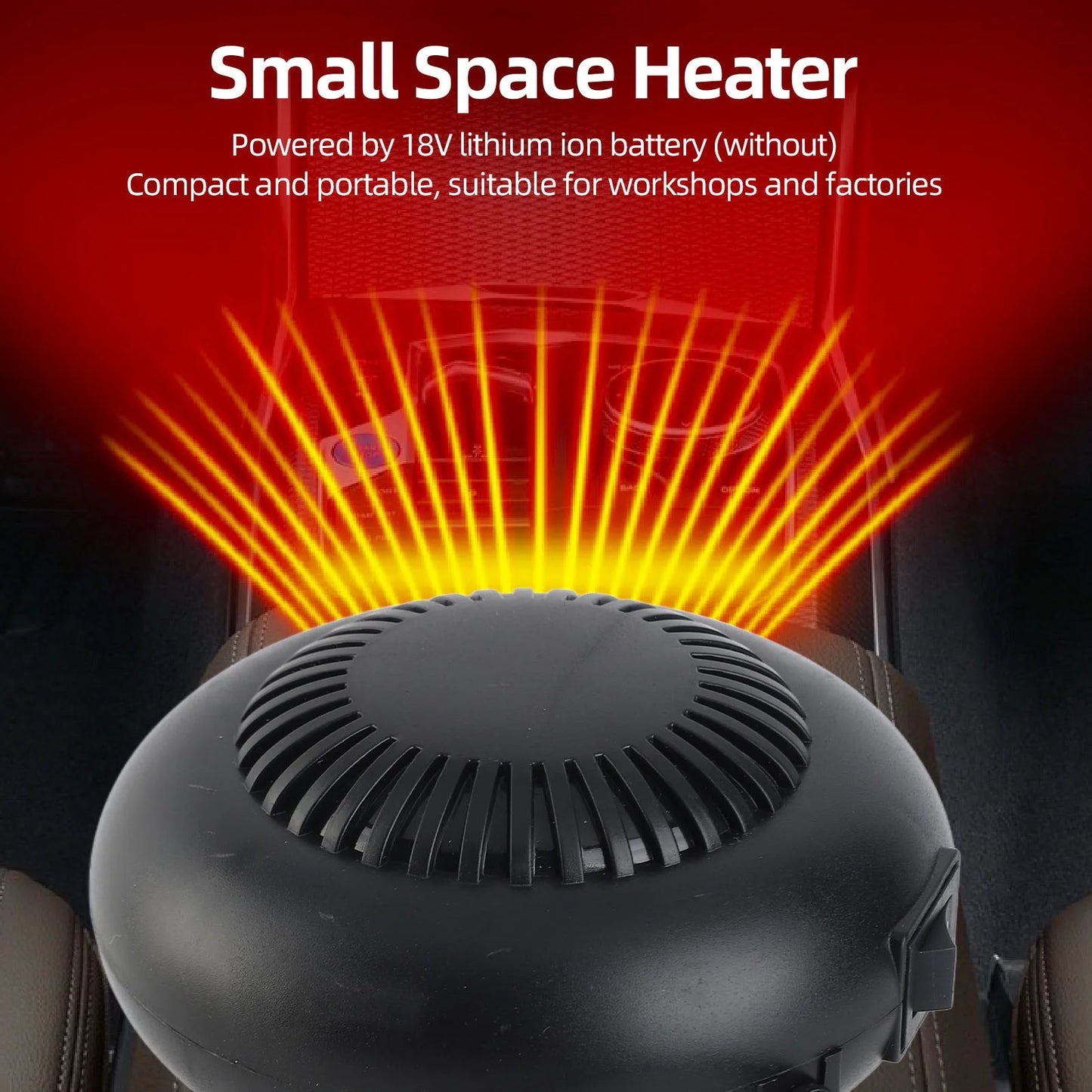 Electric Heater Fan 18V Battery Powered Space Heater 170W Versatile Quiet Portable for Workshop Peaceful Pleasures Health and Wellness