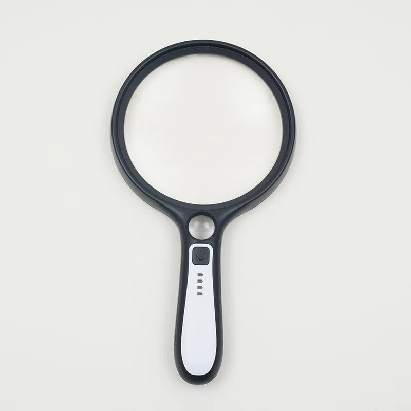 Handheld Magnifier Led-Lit 10X 130Mm Large Mirror Reading, Repair, and Charging Magnifier for The Elderly Peaceful Pleasures Health and Wellness