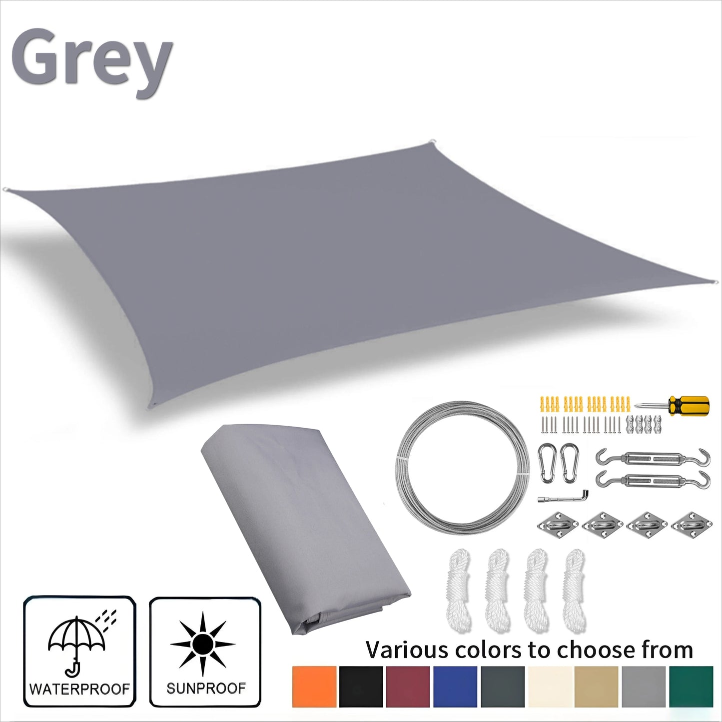 Waterproof Rectangle Sun Shade Sail – 98% UV Block Canopy