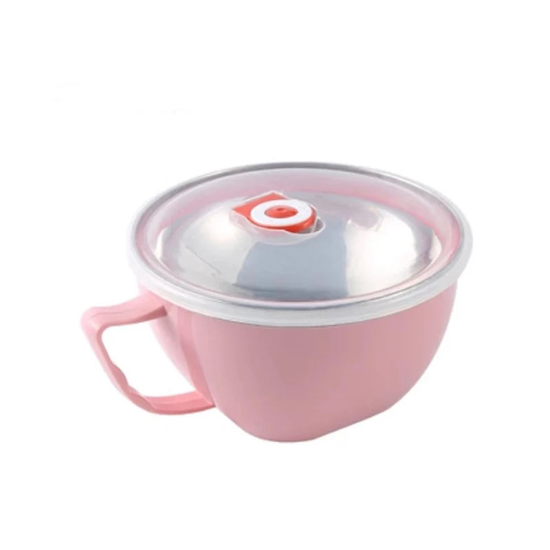 Stainless Steel Bowl with Handle – Anti-Scald Noodle & Mixing Bowl (450ml)