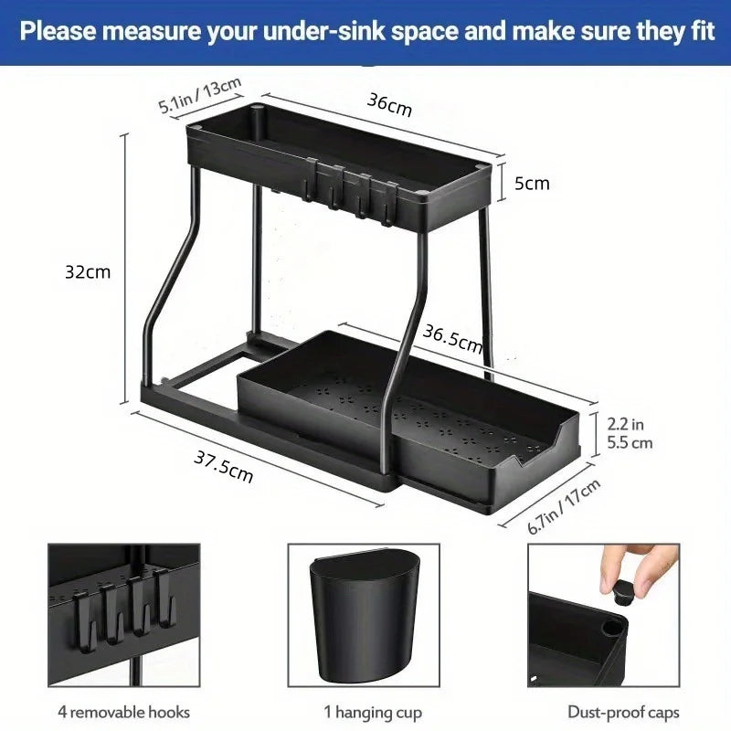 Multi-Layer Pull-Out Kitchen & Bathroom Storage Rack Organizer