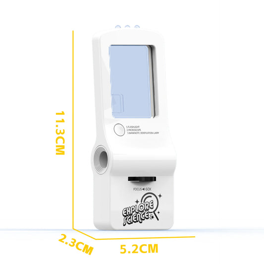 Multifunctional Microscope 4-In-1 Mini Portable Flashlight Magnifying Glass Puzzle Educational Creative Toy Peaceful Pleasures Health and Wellness WHITE