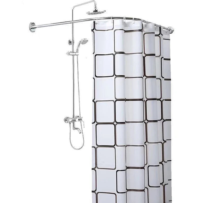 L-Shaped Extendable Shower Curtain Rod | Stainless Steel No-Drill