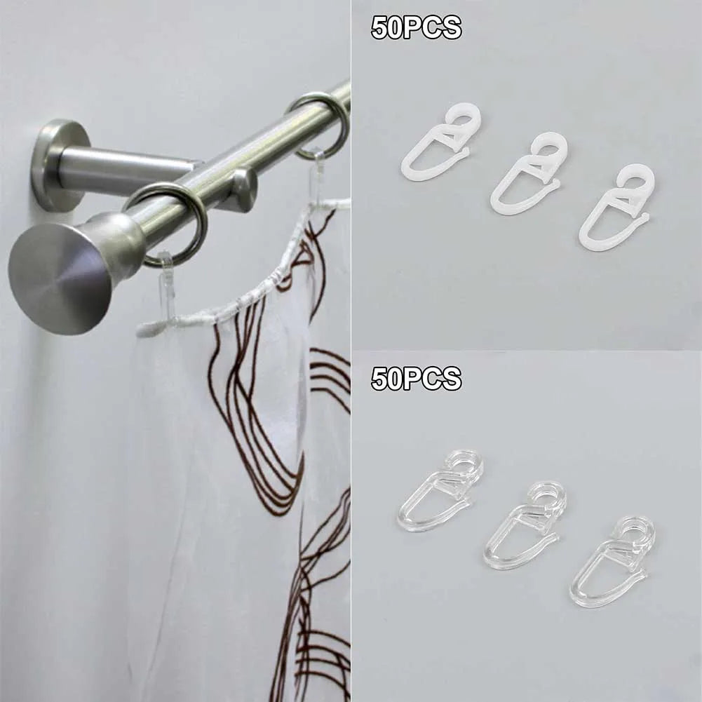 Curtain Folding Hooks Strong Tension Clip Ring Window Hanger White