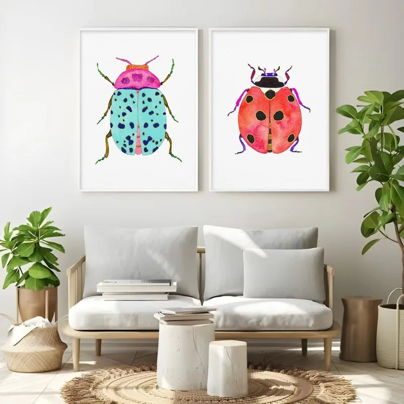 Watercolor Insect Canvas Print | Nursery & Kids Room Wall Art