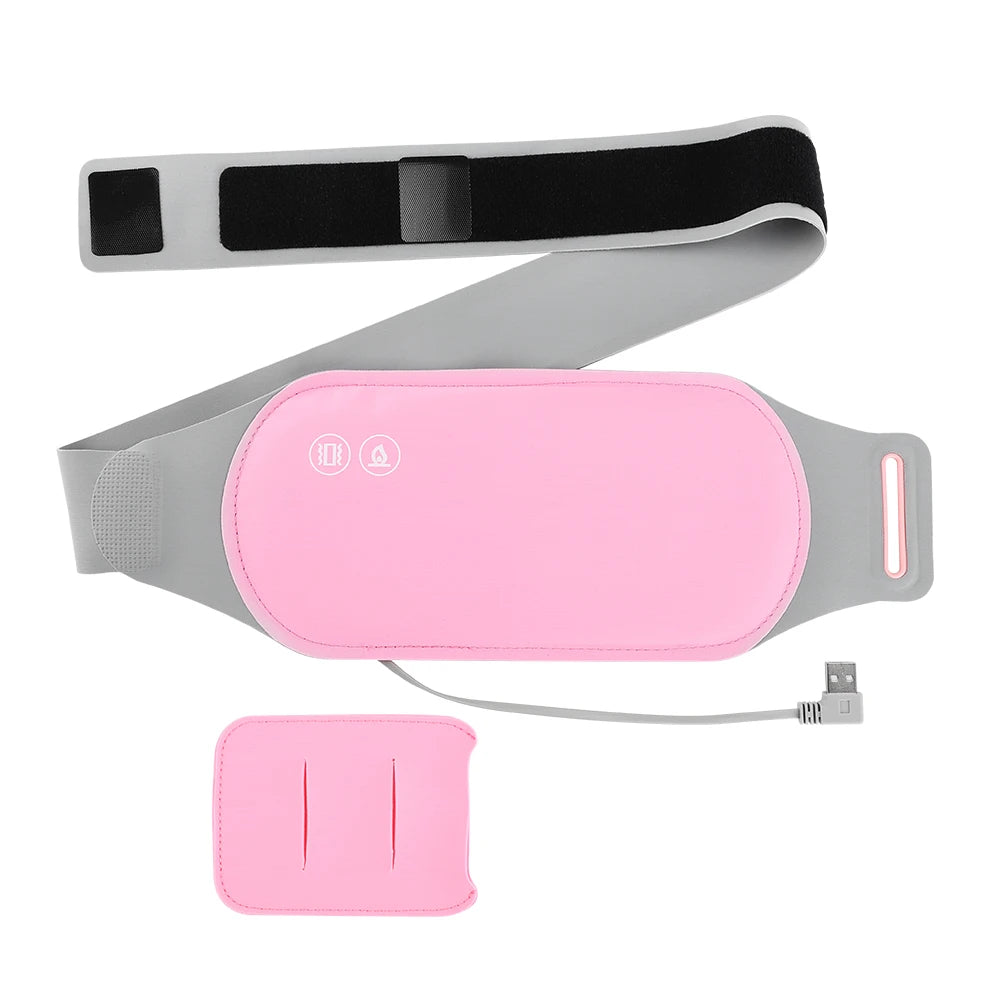 Heating Pad for Menstrual Cramps USB Powerbank Waist Massage Uterus Warm Belt 6 Vibration 3 Constant Temperature Abdomen Warmer Peaceful Pleasures Health and Wellness Pink