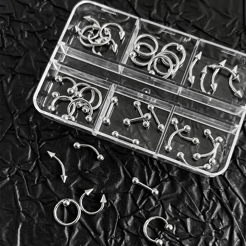 3D Punk Metal Nail Charms Retro Circle Black White 30/60pc