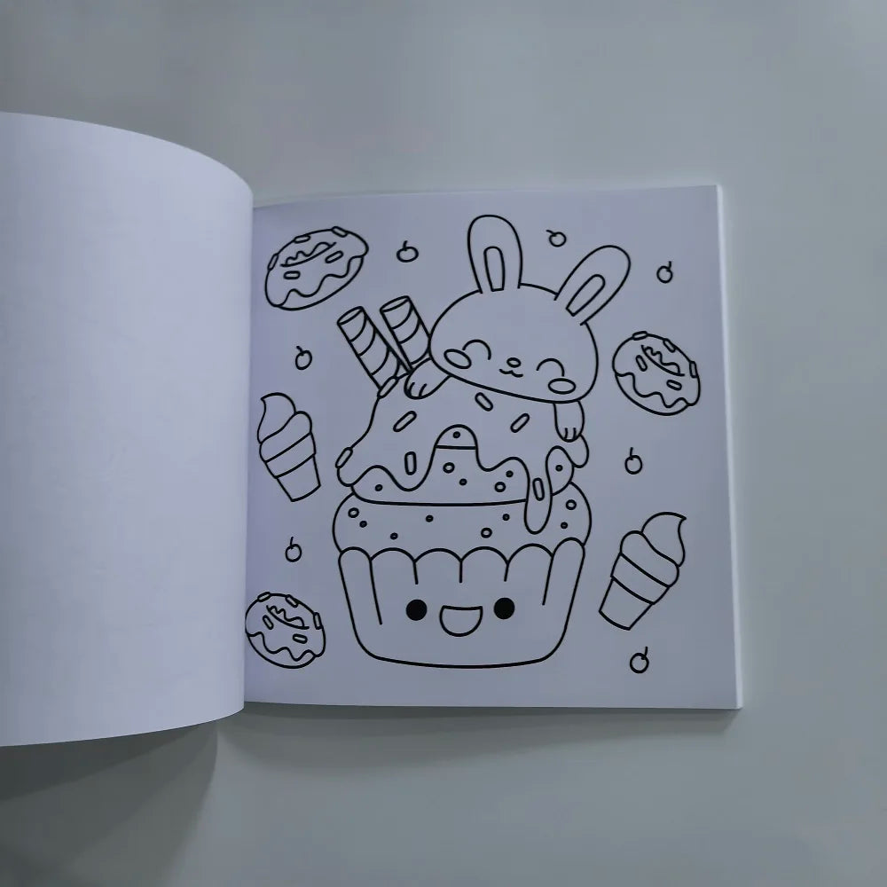 Food Drink Sweets Easy-bold Coloring Book Adults Cute Drawing Perfect