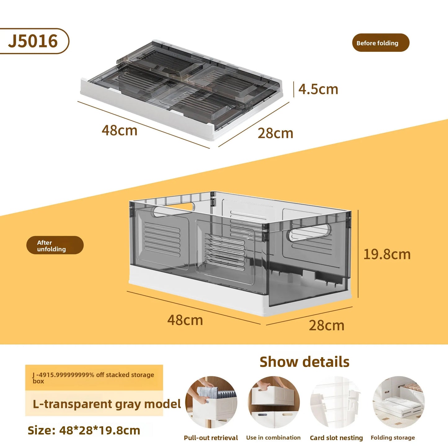 Foldable Clothes Storage Box: Large Capacity Organizer for Underwear, Pants & Wardrobe Items in Home Closets Peaceful Pleasures Health and Wellness L Transparent