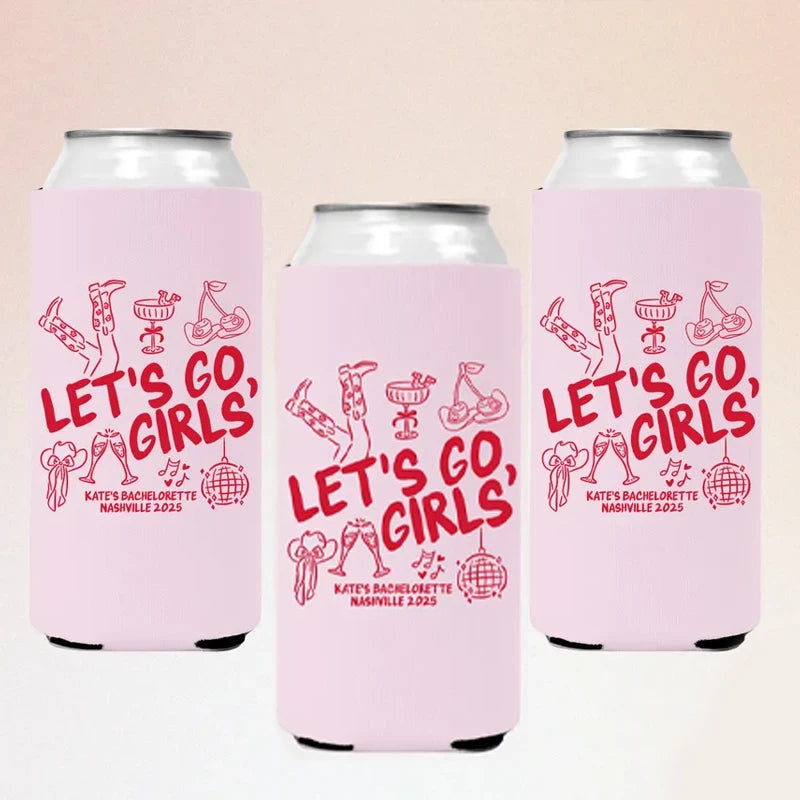 5-Pack "Let's Go Girls" Cowgirl Bachelorette Can Coolers Bachelorette Can Coolers Peaceful Pleasures Health and Wellness