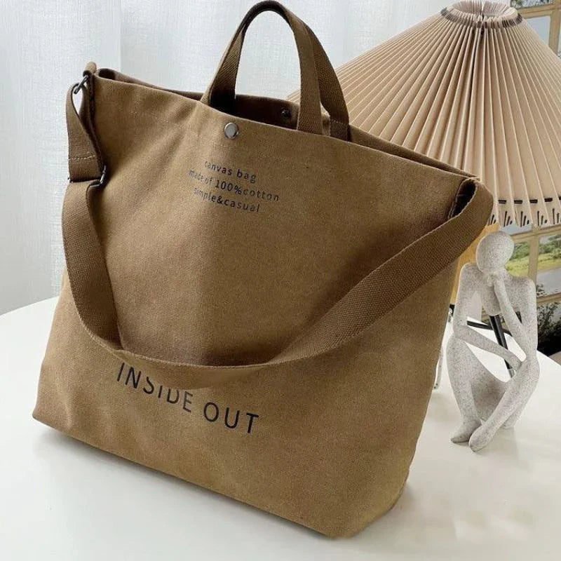 Beige Canvas Tote Bag – Large Capacity Shoulder Bag | JETTING