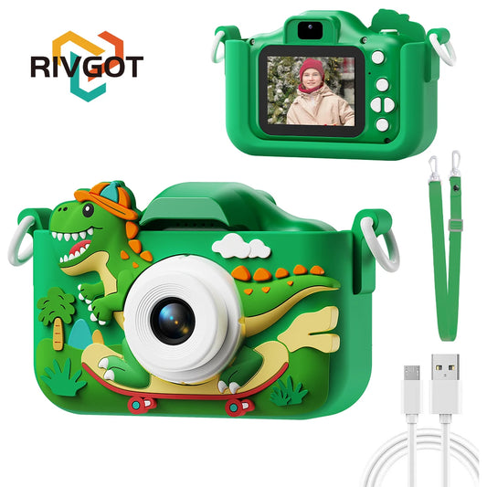 Dinosaur Themed Kids Digital Camera 1080P HD Mini Camera Toy for Vlogging And Photography Perfect Christmas Or Birthday Gift Peaceful Pleasures Health and Wellness Green
