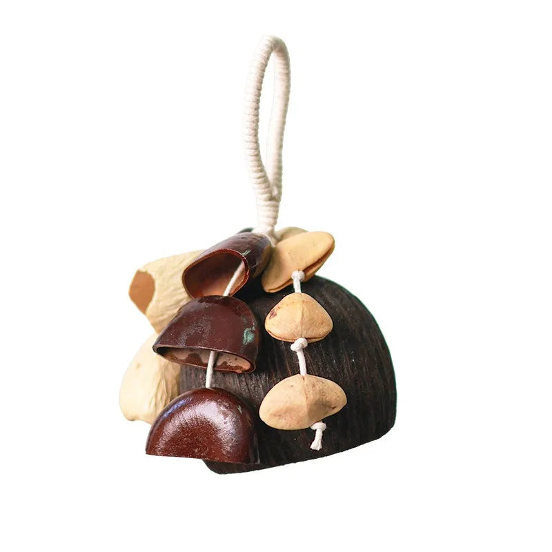 Natural Nut Shell Hand Rattle Wind Chime Pendant Fruit Handbell