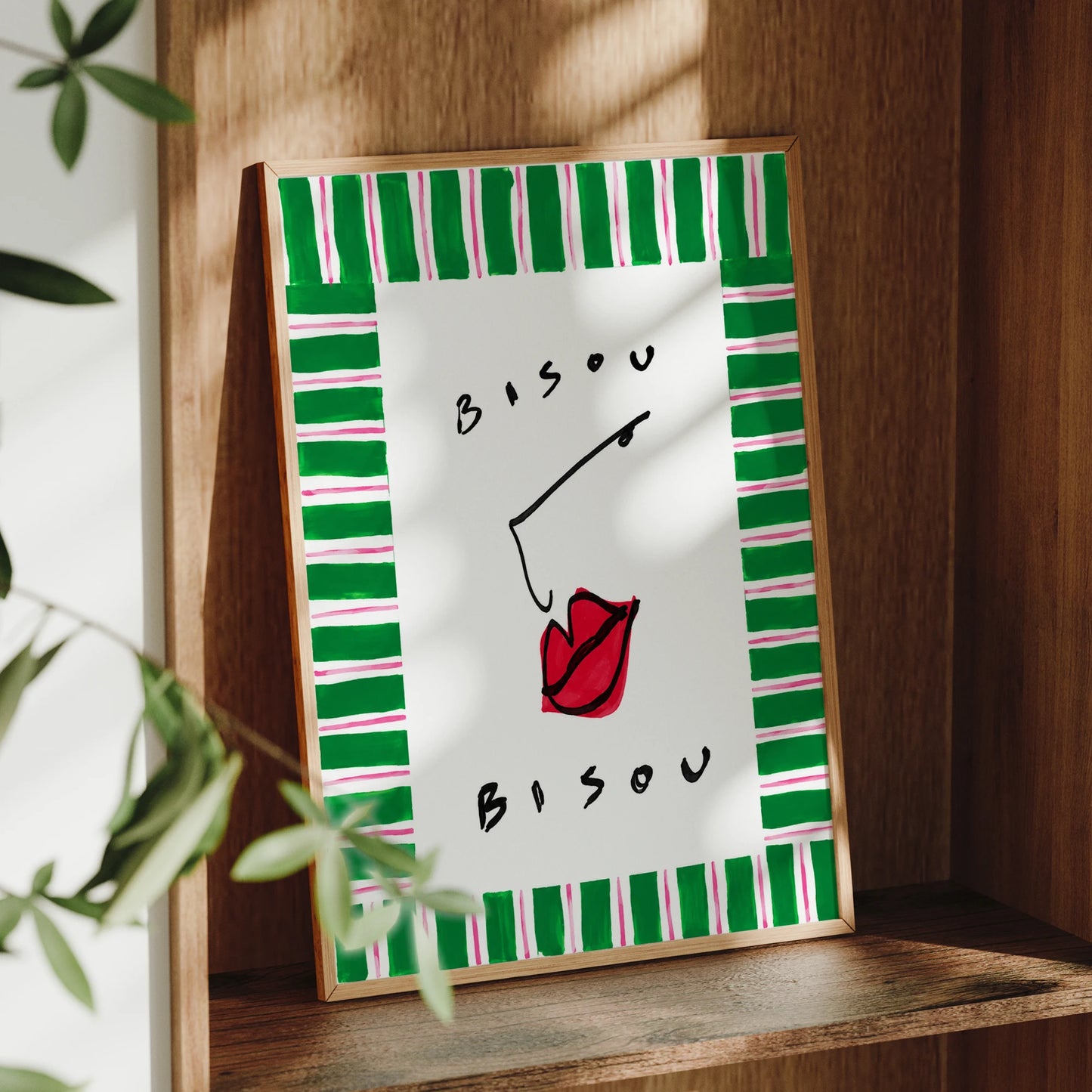 French BISOU Kiss Canvas Wall Art Print | Modern Home Decor
