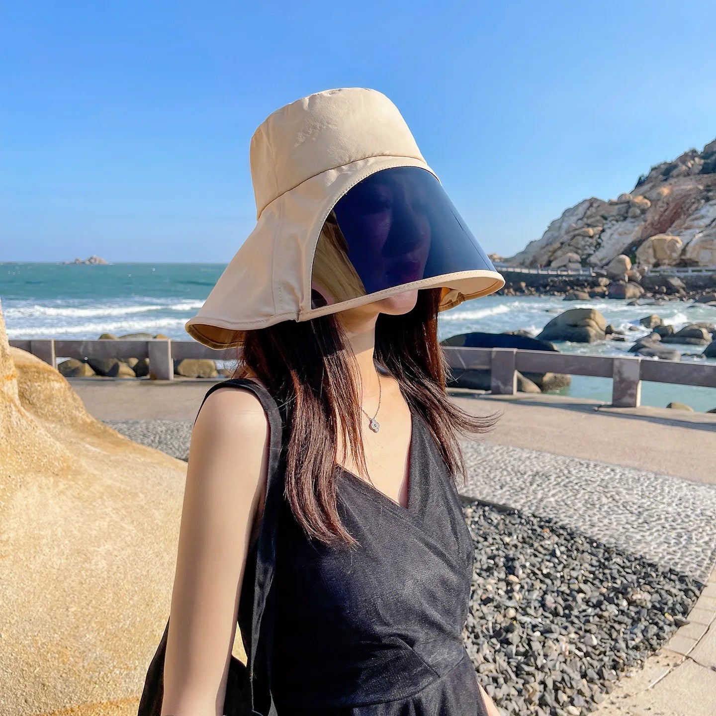 Full Face Coverage Bucket Hat – Women's Wide Brim Sun Hat