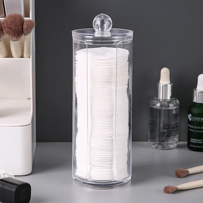 Acrylic Makeup Organizer – Cotton Swab & Pad Storage Box