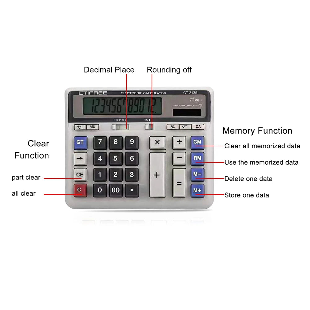 Aibecy 12-Digit Solar Battery Calculator | Big Button Office