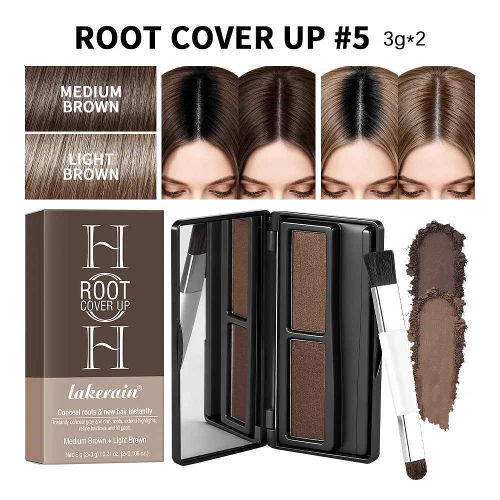 2in1 Hair Dye Palette with Brush Black Brown Coffee Long Lasting Temporary Hair Coloring Covered White Hairs Hairline Waterproof Peaceful Pleasures Health and Wellness 5Medium and Light