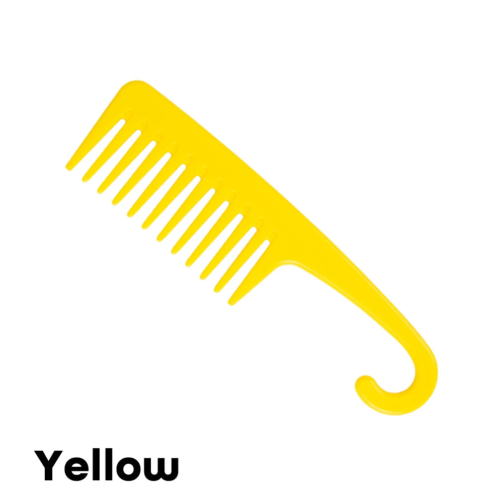 Large Wide Tooth Combs Of Hook Handle Detangling Reduce Hair Loss Comb Pro Hairdress Salon Dyeing Styling Brush Tools Household Peaceful Pleasures Health and Wellness Yellow