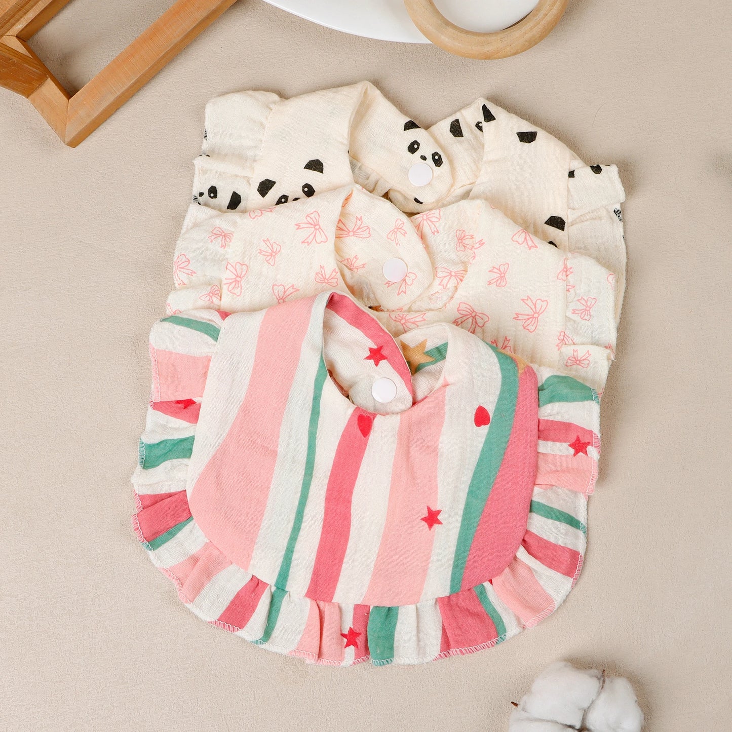 3-Pack Baby Ruffle Bibs & Burp Cloths | Newborn Gift Set