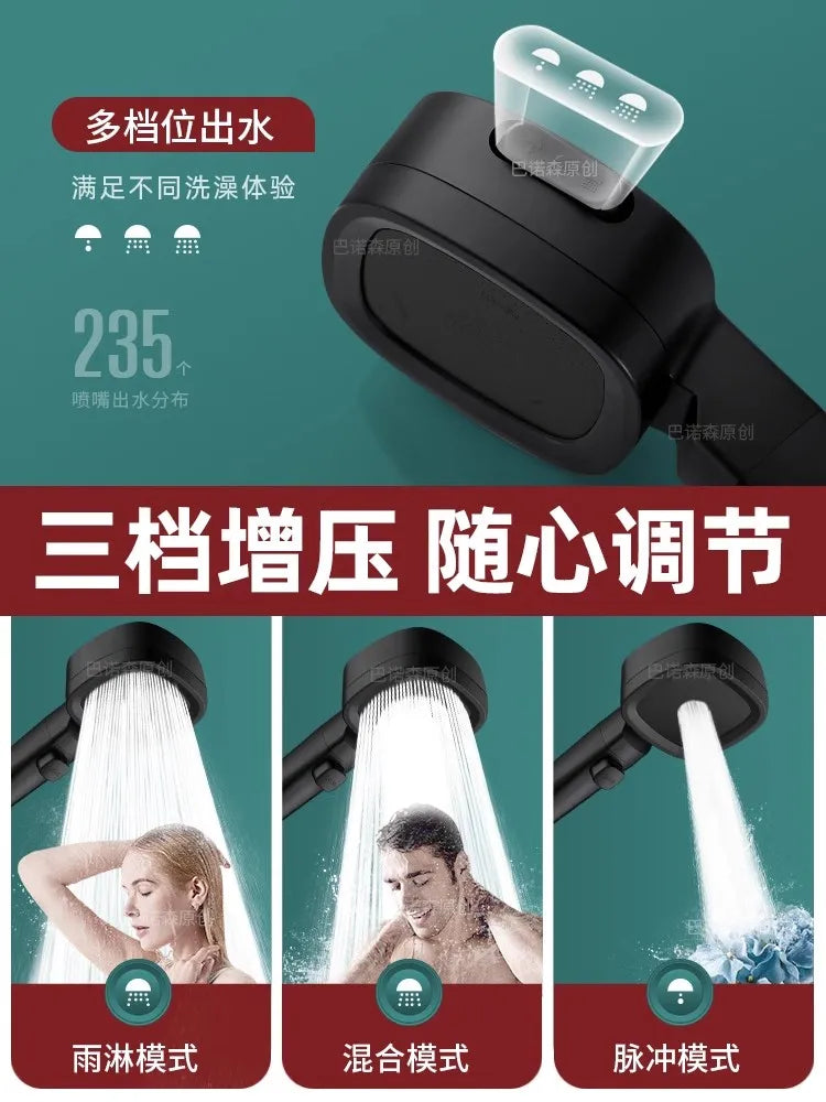 3-Mode High Pressure Water-Saving Handheld Shower Head