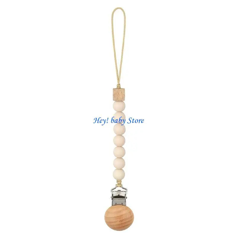 Baby Pacifier Clip Chain | Silicone Beads & Wooden Teether