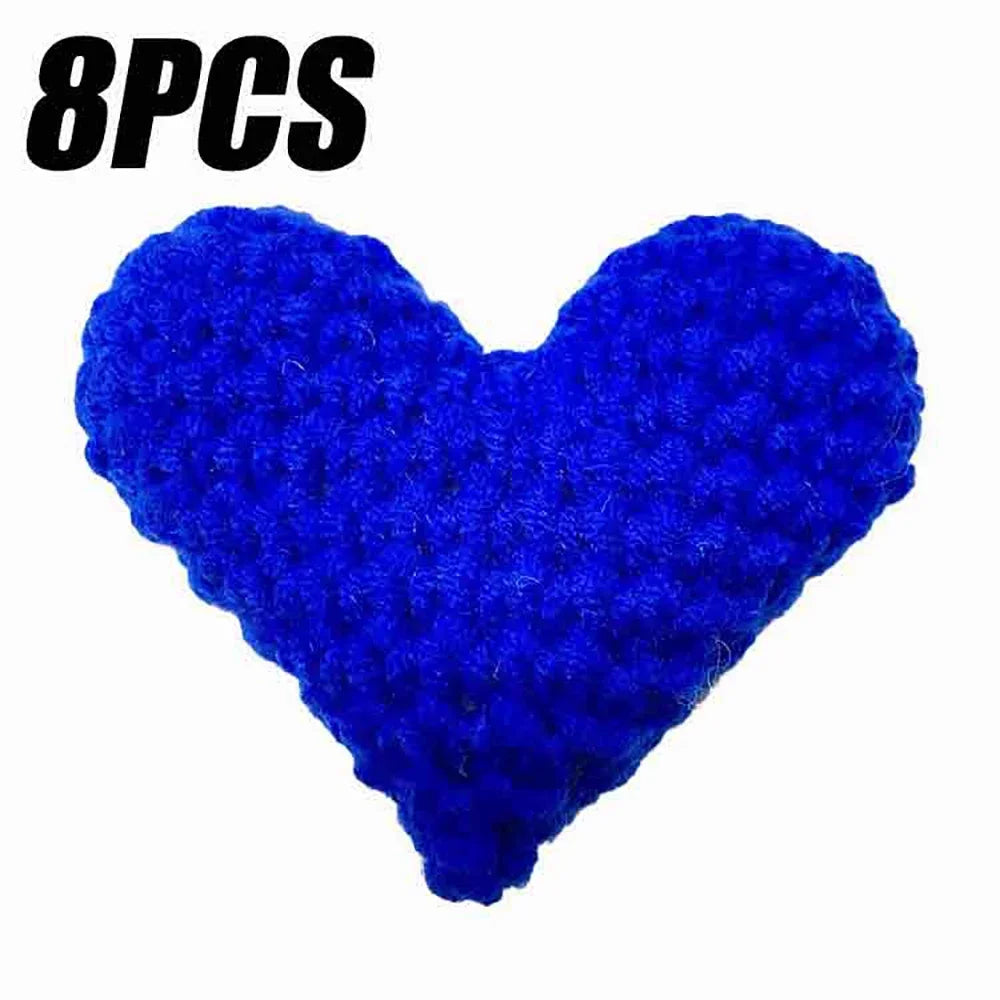 Handmade Crochet Heart Appliques 8 Pcs | Wool DIY Craft Hearts