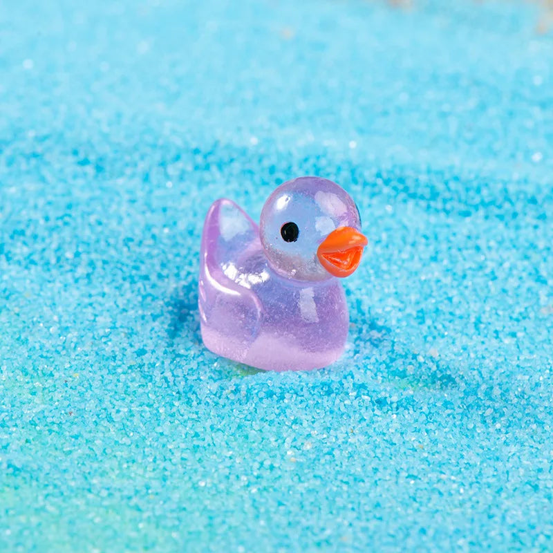 1pcs Resin Mini Ducks Ornament Miniature Figures Tiny Duck Handicraft Micro Landscape Dollhouse Decoration Accesories decoração Peaceful Pleasures Health and Wellness Luminous purple