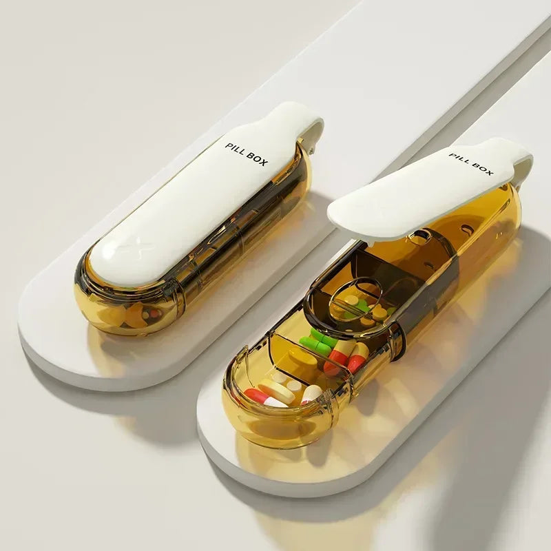 Portable Colorful 3 Spaces Medicine Case Health Care Container Case Pill Box Splitters Travel Pill Box Tiny Box Easy to Carry Peaceful Pleasures Health and Wellness Pro-Beige-1PCS