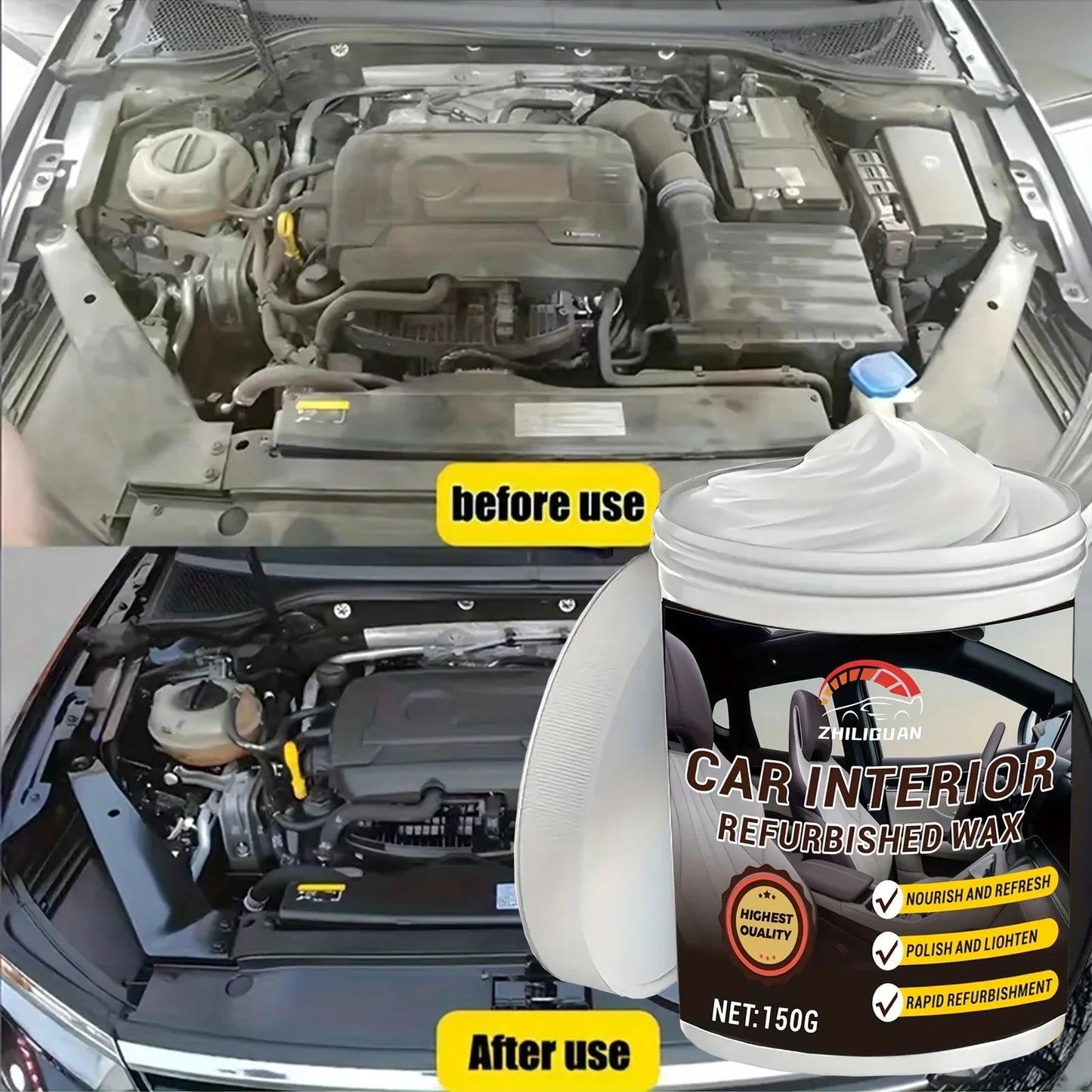 Car Interior Plastic Restorer & Panel Renewal Wax Kit