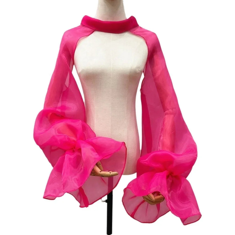 Puffy Bridal Detachable Sleeves | Ruffle Transparent Cape Shawl