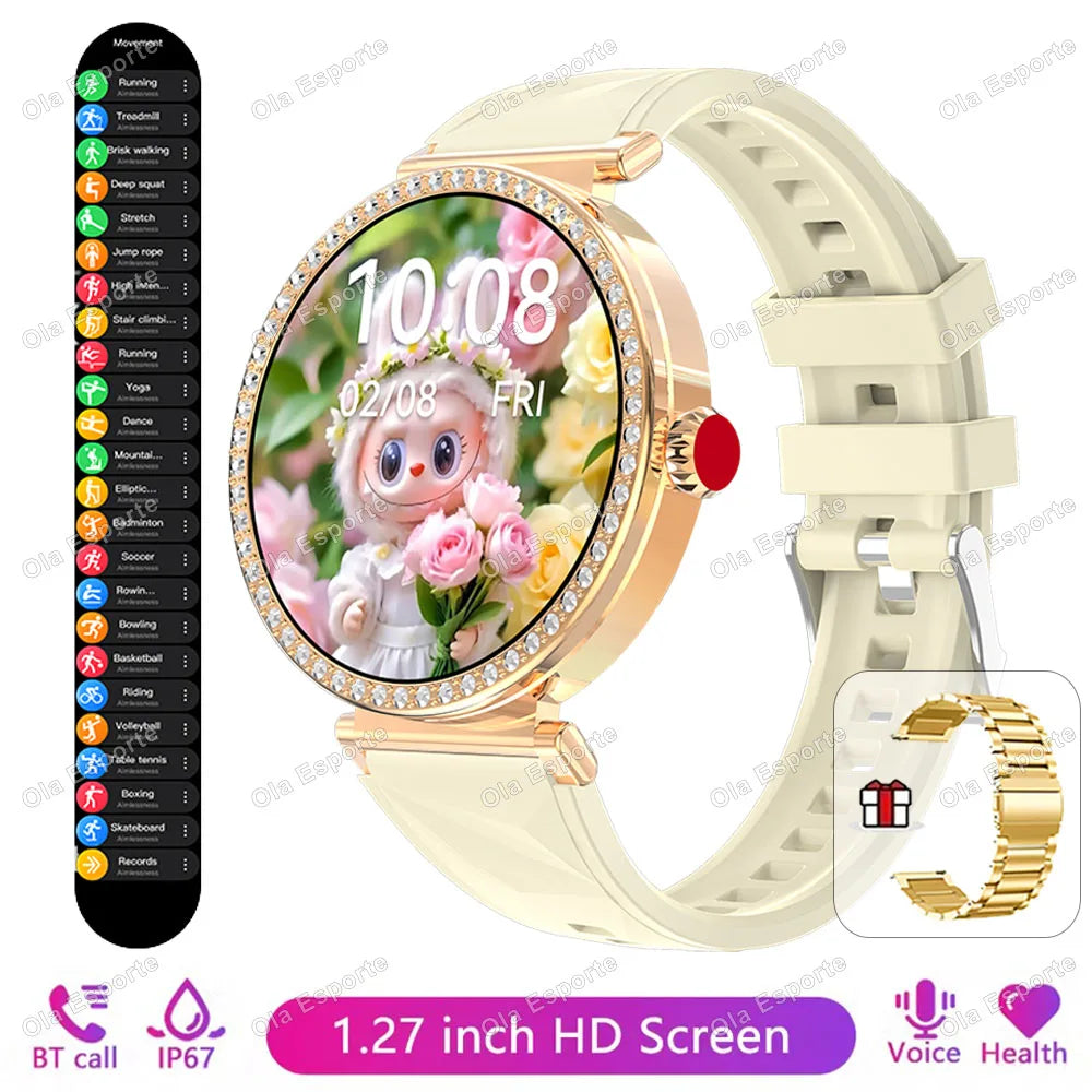 Smartwatch Luxury Fashion Female Physiological Reminder Bluetooth Music Women's Fashion Smart Watch Holiday Gift 2026 New HW12 Peaceful Pleasures Health and Wellness Go18Szstrap