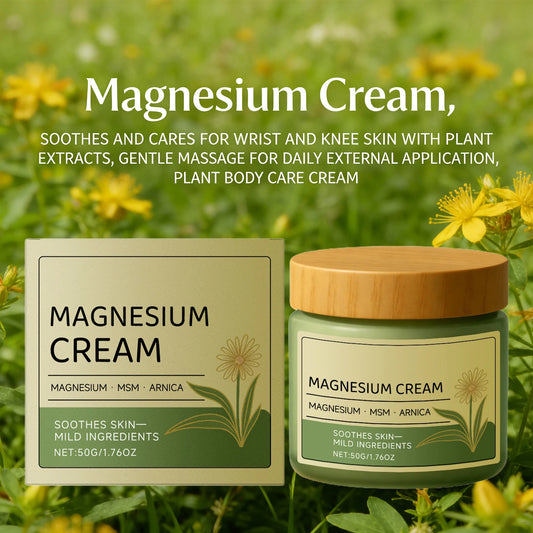 Magnesium Cream Reduce Redness Soothing Skin Relief Muscle Tension Fatigue Reduction Wrist and Knee Arnica Massage Care Cream Peaceful Pleasures Health and Wellness