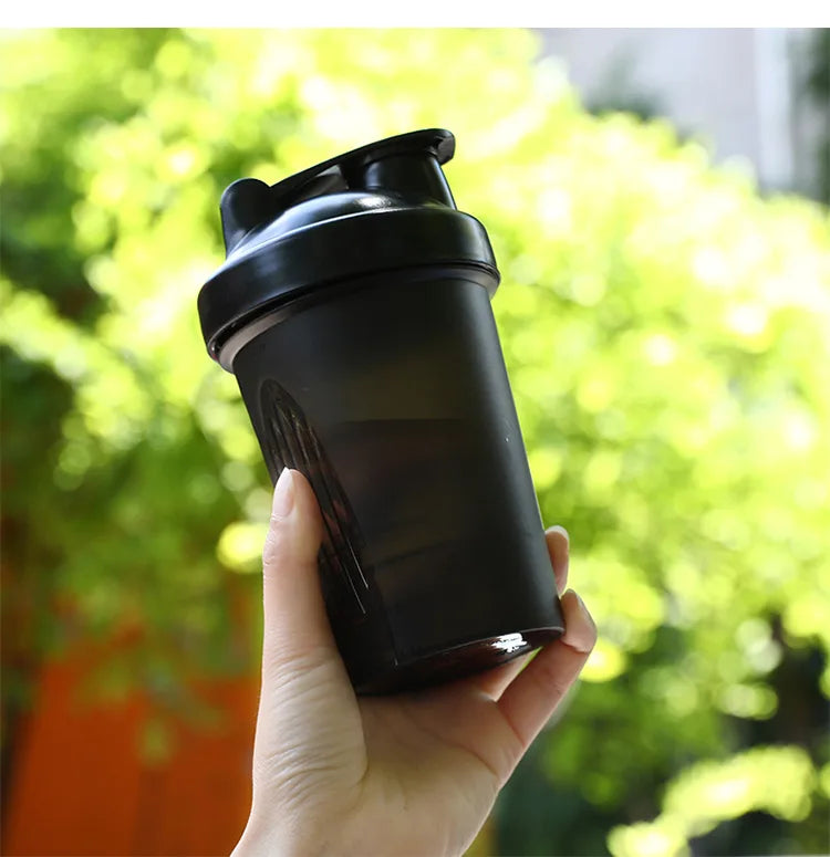 Shaker Bottle with Shaker Balls Leak Proof Drink Shaker Bottle for Shake and Pre Work Out Best Shaker Cup Peaceful Pleasures Health and Wellness Black 400ml