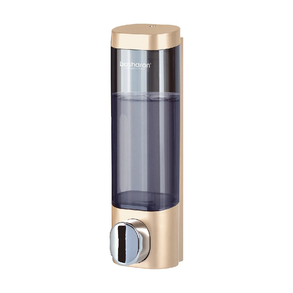 Wall Mounted Shampoo and Conditioner Dispenser, Shower Dispenser, 1 Chamber No Drill Peaceful Pleasures Health and Wellness Gold