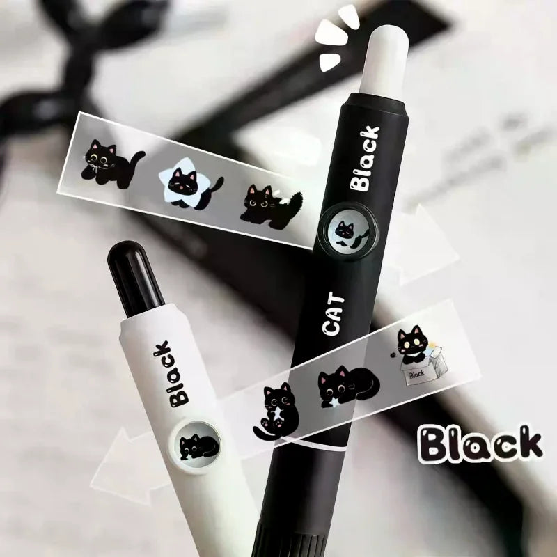4-Pack Kawaii Cat Gel Pens 0.5mm Quick-Dry Black Ink