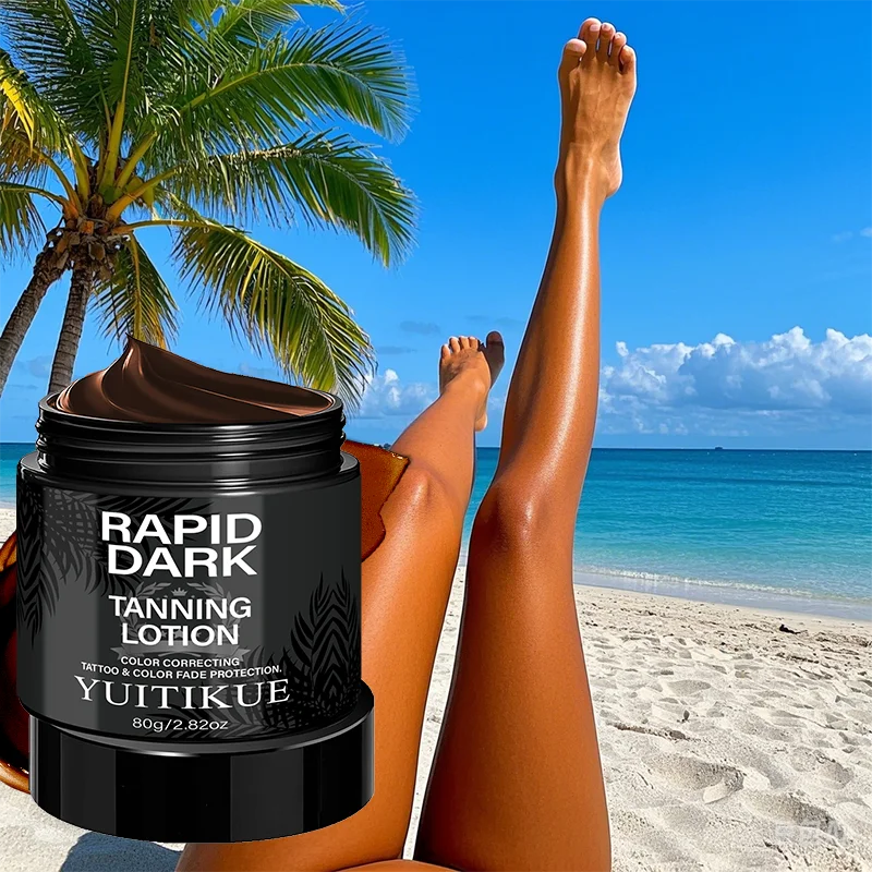 YUITIKUE Rapid Dark Tanning Lotion 80g Tattoo Protection Color Correcting Formula for Deep, Long-Lasting Bronze Glow Peaceful Pleasures Health and Wellness