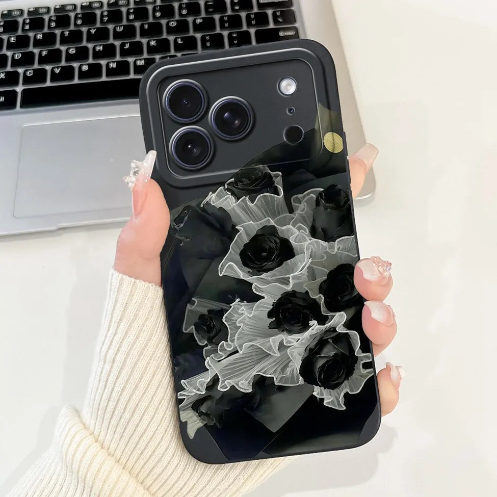 iPhone 17 Pro Silicone Case | Cute Kawaii Floral Painted Cover