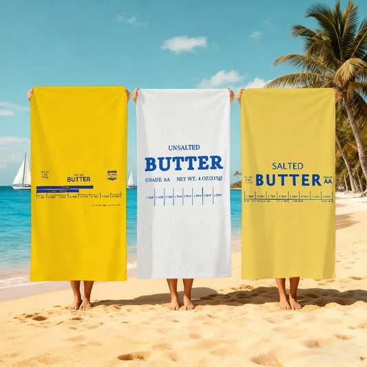 Salted Butter Funny Quick-Dry Beach Towel | Pool Travel Gym Funny Beach Towel Peaceful Pleasures Health and Wellness