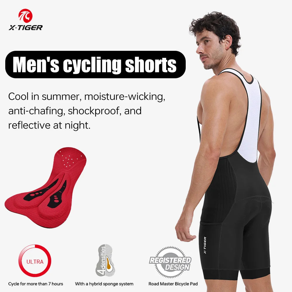 X-TIGER Men's Pro Cycling Bib Shorts – MTB & Road Long Rides