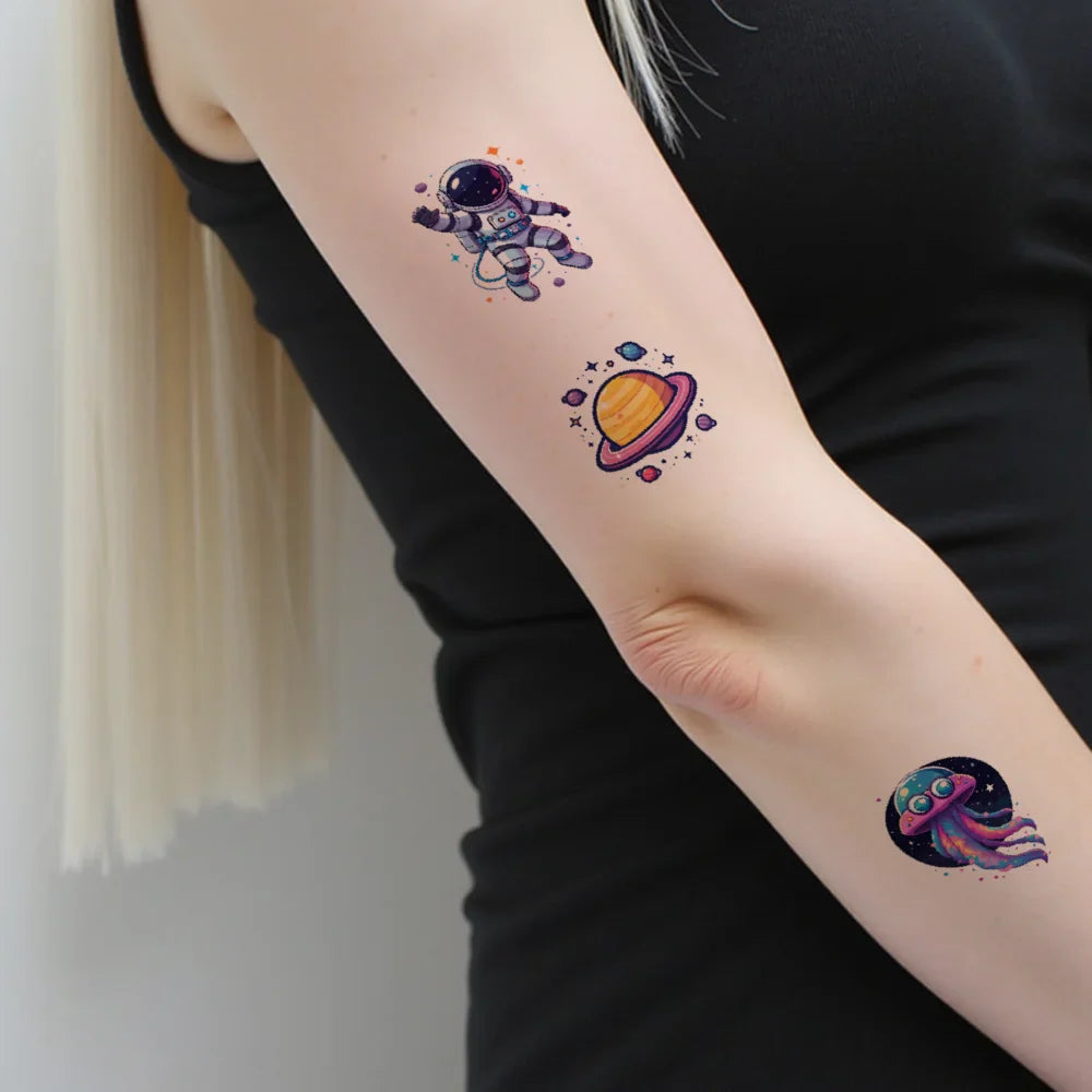 54pcs Space Astronaut Temporary Tattoo Stickers – Kids & Adults