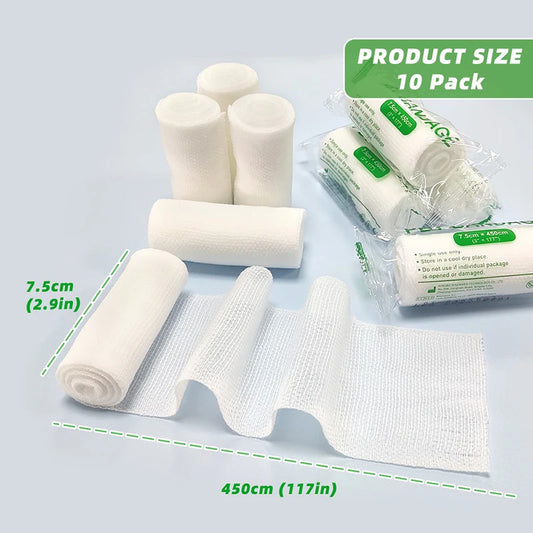 10pcs PBT Bandages/Elastic Elastic Bandages Cotton Core Accessories for First Aid Absorbent Pad for Wound Dressing Peaceful Pleasures Health and Wellness 10pcs 5cmX450cm