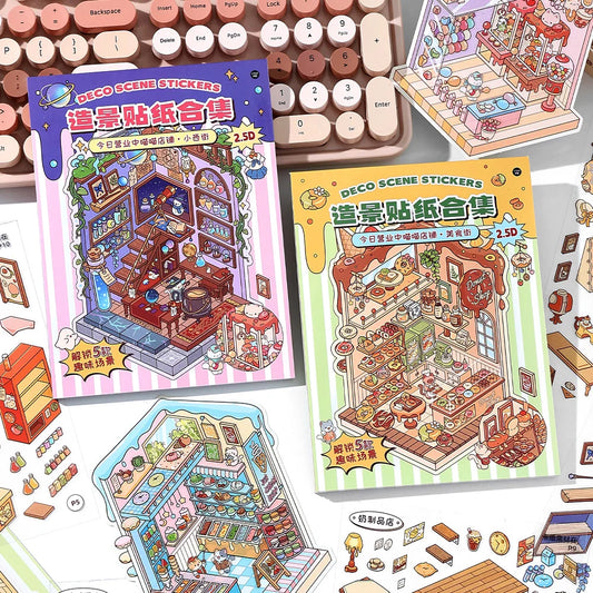 13-Pc 2.8D Landscape Sticker Book – DIY Cabin Scene Kids Gift Kids Sticker Book Peaceful Pleasures Health and Wellness